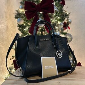 Michael Kors Black Satchel with Silver Accents